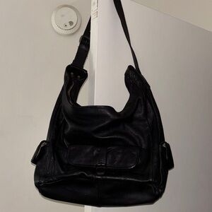 Cynthia Rowley Black Leather Hobo Shoulder Bag
